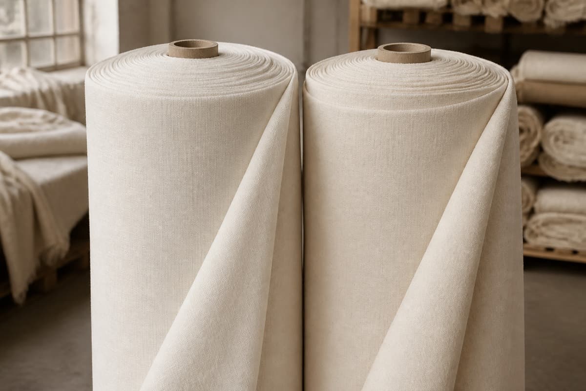 Rolls of undyed cotton fabric