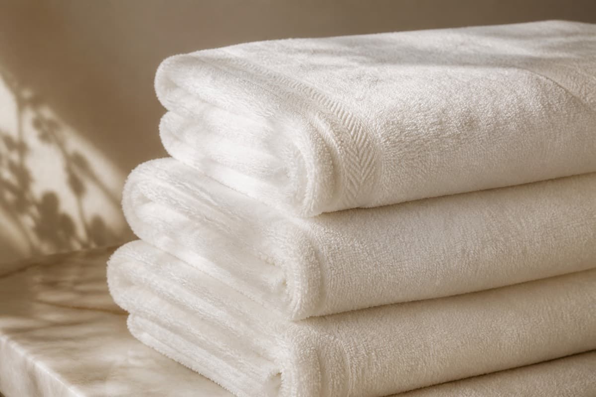Stack of white cotton towels